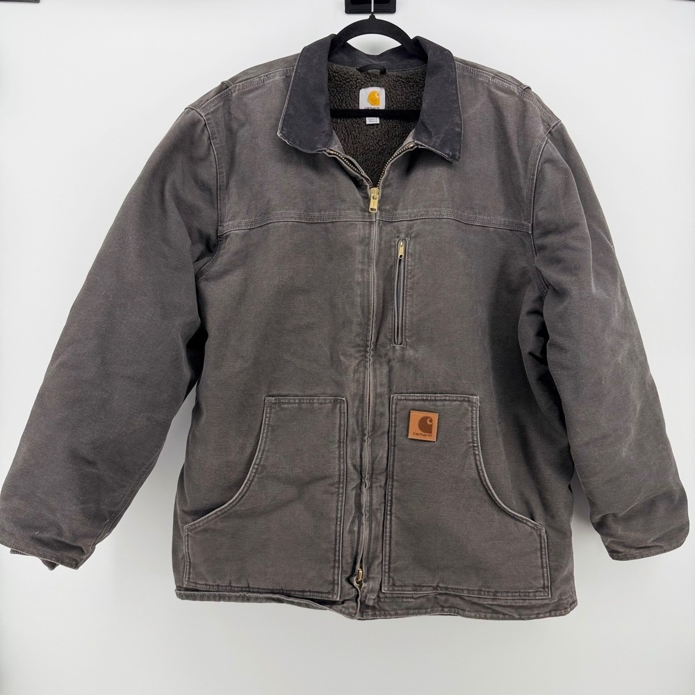 Vintage Carhartt C61 Gravel Sherpa Lined Sandstone Duck Ridge Coat XL